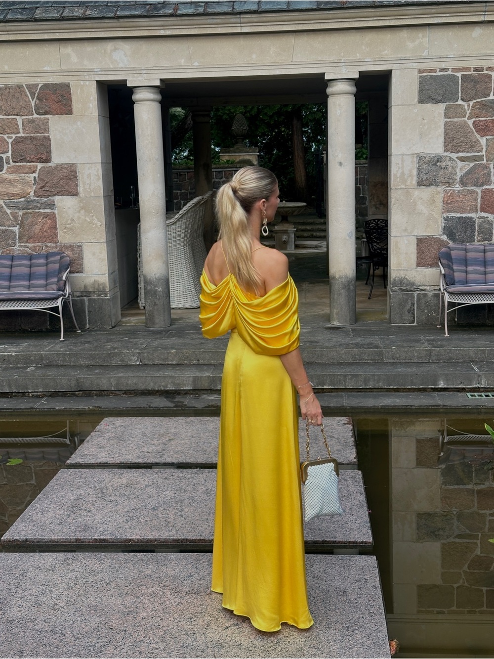 Christian Siriano Yellow One-Shoulder Draped Evening Gown